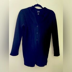 Womens Eileen Fisher Wool Blend Black Cardigan Size Large (fits smaller)
